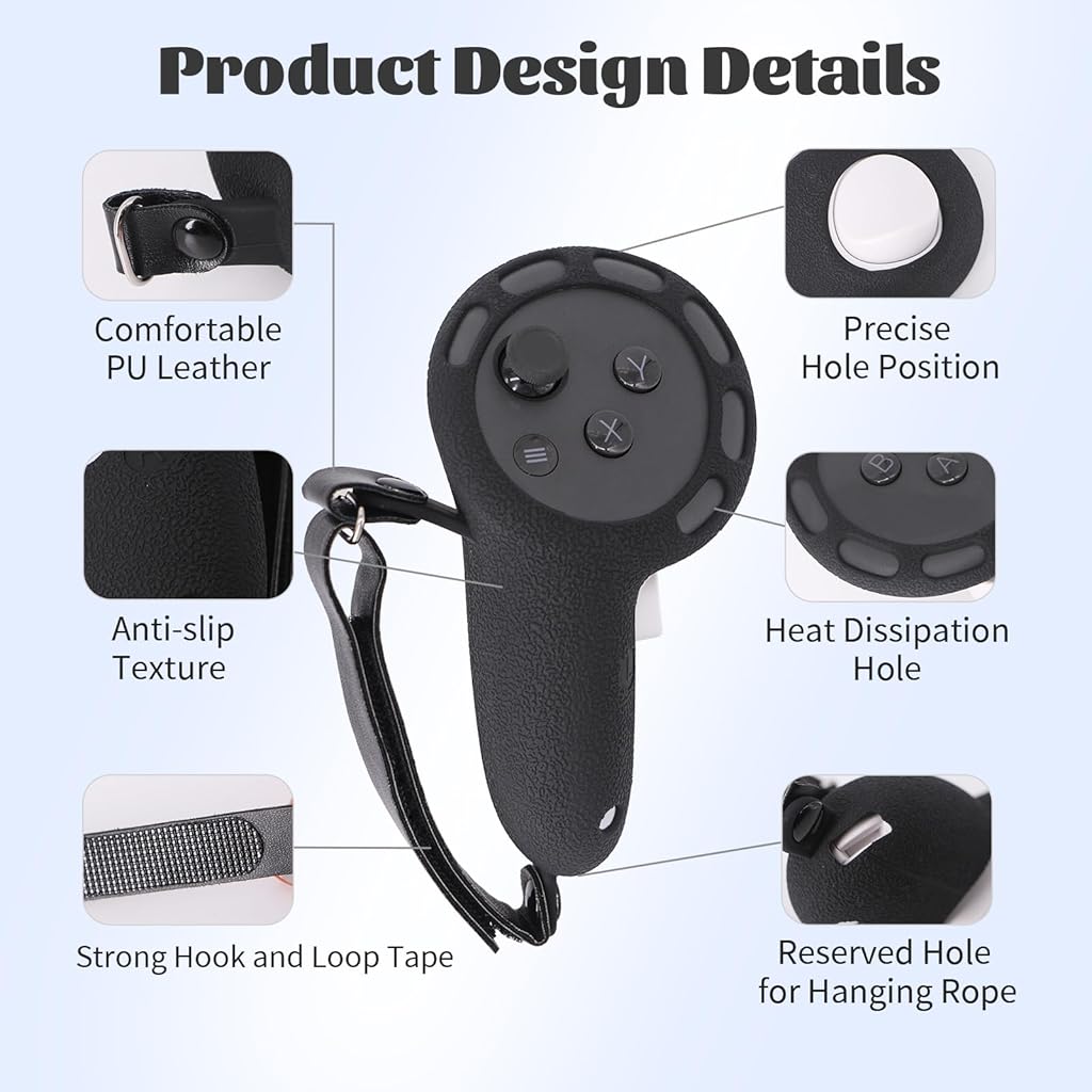 ZORBES Controller Grips Cover for Meta/Oculus Quest 3/Quest 3S Accessories, Silicone Grips Cover with Controller Hand Straps Compatible with VR Touch Controller Cover ZORBES Controller Grips Cover for Meta/Oculus Quest 3/Quest 3S Accessories, Silicone Grips Cover with Controller Hand Straps Compatible with VR Touch Controller Cover